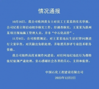 中国石化工程建设有限公司：对王某某违反生活纪律问题进行立案审查，对其做